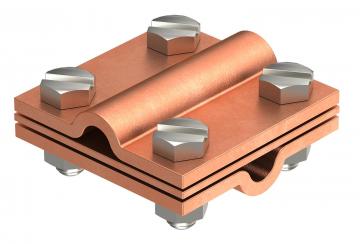 Cross-connector with intermediate plate for Rd 8−10 mm Cu