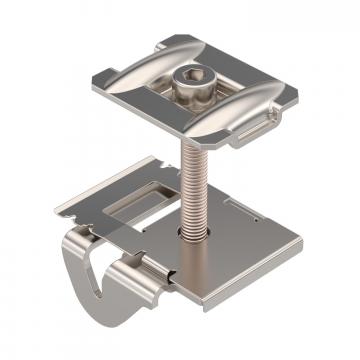Intermediate clamp for PV module mounting, free-standing system