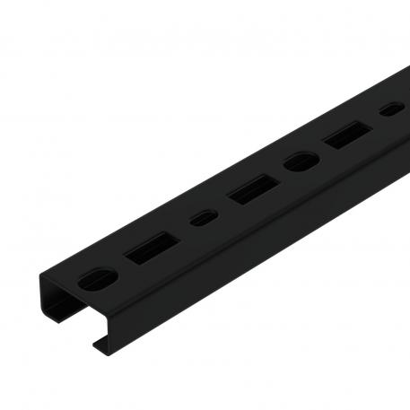 Profile rail, 17 mm slot, perforated, black 400 | 35 | 18 | 1,25 | Jeklo | PES135 - poliester | globoko črna; RAL 9005