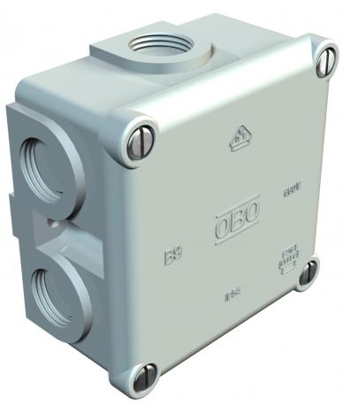 Junction box, B 9/B M, with thread 73x73x35 | 7 | IP54 | svetlo siva RAL 7035