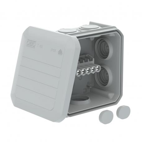 Junction box T 40, plug-in seal, terminal strip 77x77x46 | 7 | IP56 | svetlo siva RAL 7035