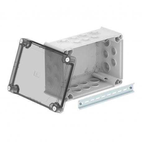 Junction box T350, with plug-in seal, transparent elevated cover 267x182x127 | 24 | IP66 | svetlo siva RAL 7035