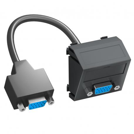 VGA connection, 1 module, slanting outlet, with connection cable poševno |  | VGA | črno-siva; RAL 7021