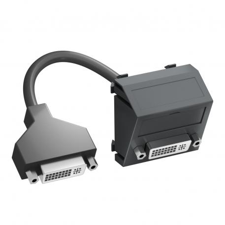 DVI-I connection, 1 module, slanting outlet, with connection cable