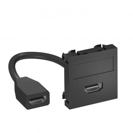 HDMI connection, 1 module, straight outlet, with connection cable ravno |  | HDMI | črno-siva; RAL 7021