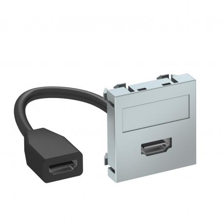 HDMI connection, 1 module, straight outlet, with connection cable  |  | HDMI | aluminijasto lakirano