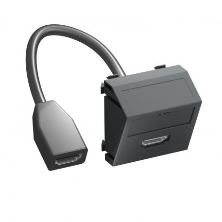 HDMI connection, 1 module, slanting outlet, with connection cable poševno |  | HDMI | črno-siva; RAL 7021