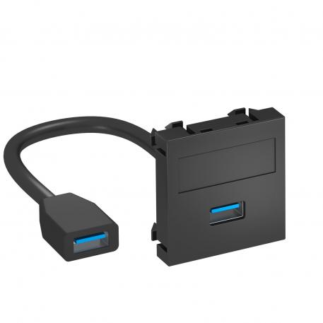 USB 2.0/3.0 connection, 1 module, straight outlet, with connection cable ravno |  | USB | črno-siva; RAL 7021