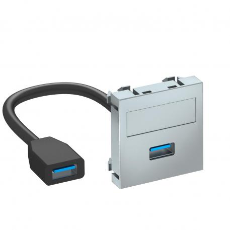 USB 2.0/3.0 connection, 1 module, straight outlet, with connection cable  |  | USB | aluminijasto lakirano
