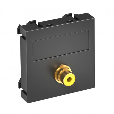 Video cinch connection, 1 module, straight outlet, as 1:1 coupling, black-grey