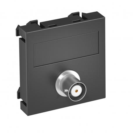 BNC connection, 1 module, straight outlet, as 1:1 coupling, black-grey
