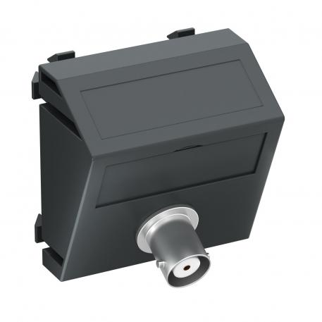 BNC connection, 1 module, slanting outlet, as 1:1 coupling, black-grey