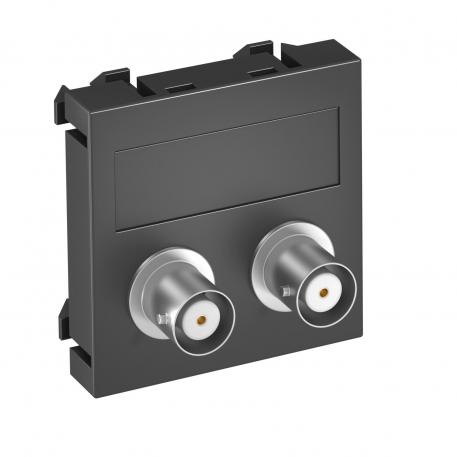 2 x BNC connection, 1 module, straight outlet, as 1:1 coupling, black-grey