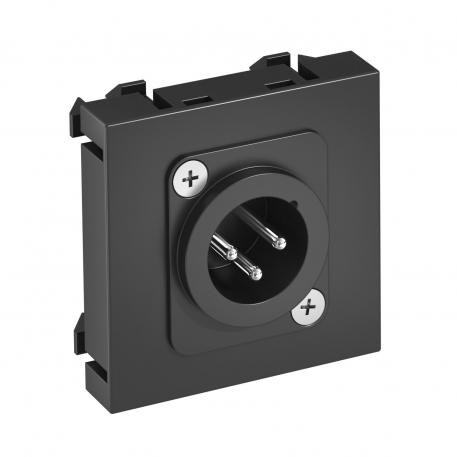 XLR connection, 1 module, straight outlet, 3-pin connector, as soldered connection, black-grey ravno |  | XLR | črno-siva; RAL 7021