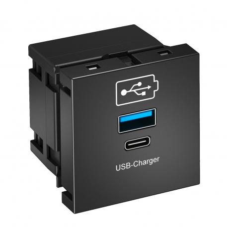 USB charging device črno-siva; RAL 7021