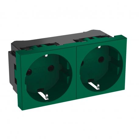 0° socket, protective contact, double 2 | Double 0° | zelena meta; RAL 6029