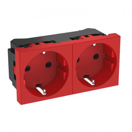0° socket, protective contact, double 2 | Double 0° | rdeča; RAL 3001