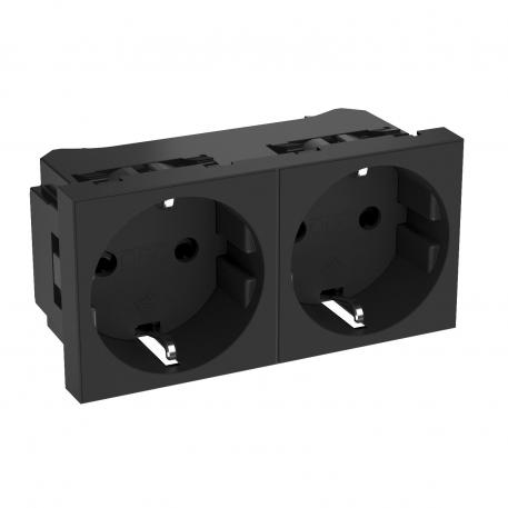 0° socket, protective contact, double 2 | Double 0° | črno-siva; RAL 7021