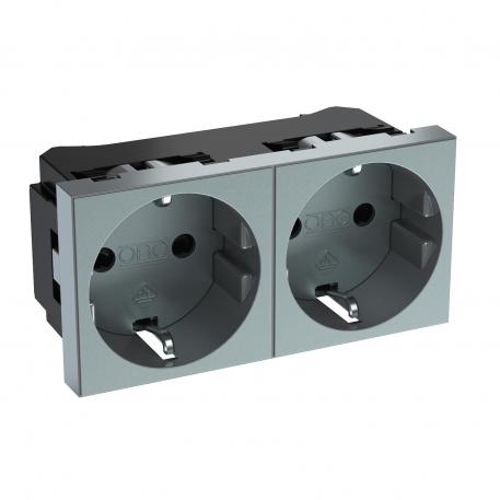 0° socket, protective contact, double 2 | Double 0° | aluminijasto lakirano