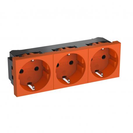 0° socket, protective contact, triple 3 | Triple 0° | oranžna; RAL 2004