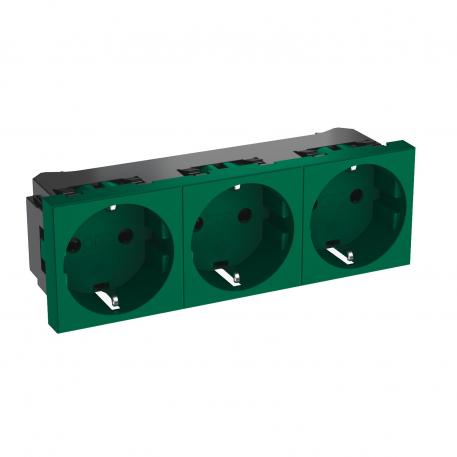 0° socket, protective contact, triple 3 | Triple 0° | zelena meta; RAL 6029