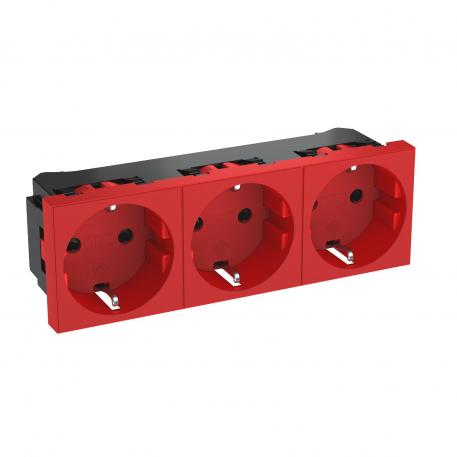 0° socket, protective contact, triple 3 | Triple 0° | rdeča; RAL 3001