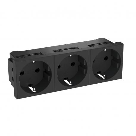 0° socket, protective contact, triple 3 | Triple 0° | črno-siva; RAL 7021