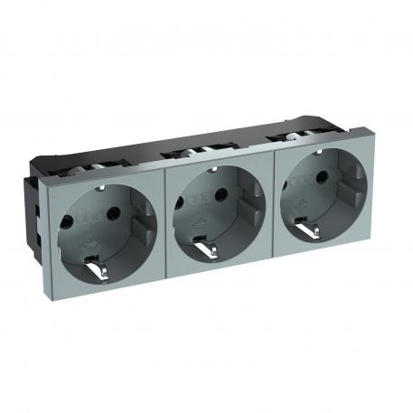 0° socket, protective contact, triple 3 | Triple 0° | aluminijasto lakirano