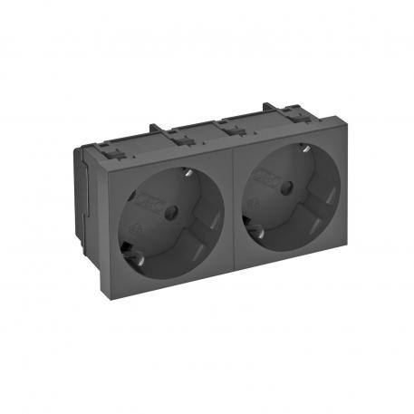 33° socket, protective contact, double 2 | double 33° | črno-siva; RAL 7021