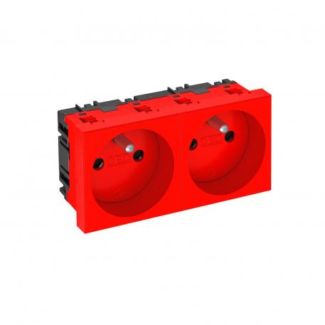 0° socket, with earthing pin, double 2 | Double 0° | rdeča; RAL 3001