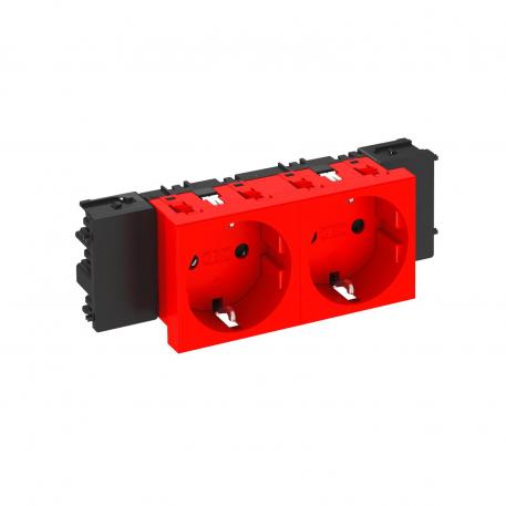 Socket 0°, Connect 45, protective contact, double 2 | Dvojni 0° | rdeča; RAL 3001