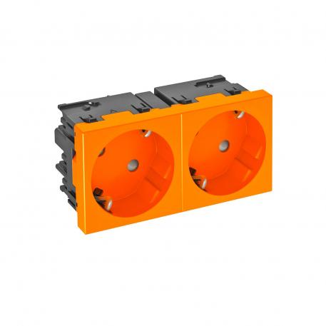 Socket 33°, Connect 45, protective contact, double 2 | double 33° | oranžna; RAL 2004