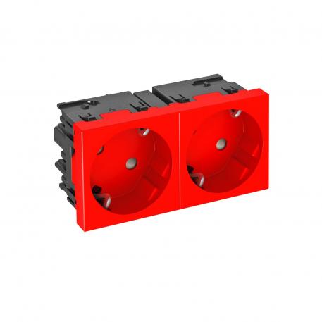 Socket 33°, Connect 45, protective contact, double 2 | double 33° | rdeča; RAL 3001