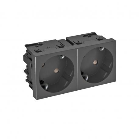 Socket 33°, Connect 45, protective contact, double 2 | double 33° | črno-siva; RAL 7021