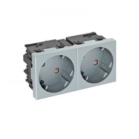 Socket 33°, Connect 45, protective contact, double 2 | double 33° | aluminijasto lakirano