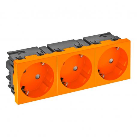 Socket 33°, Connect 45, protective contact, triple 3 | triple 33° | oranžna; RAL 2004