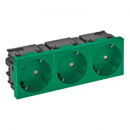 Socket 33°, Connect 45, protective contact, triple 3 | triple 33° | zelena meta; RAL 6029