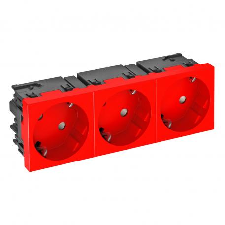 Socket 33°, Connect 45, protective contact, triple 3 | triple 33° | rdeča; RAL 3001