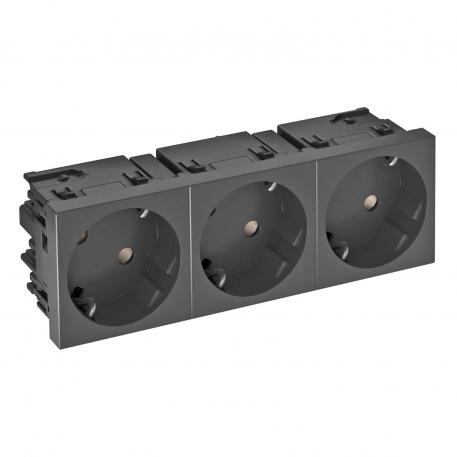 Socket 33°, Connect 45, protective contact, triple 3 | triple 33° | črno-siva; RAL 7021