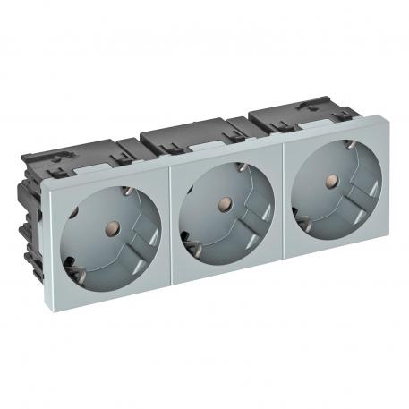 Socket 33°, Connect 45, protective contact, triple 3 | triple 33° | aluminijasto lakirano