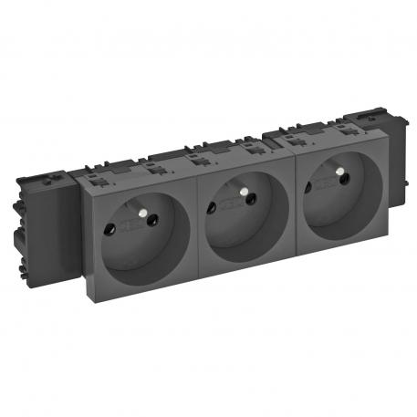 0° socket, Connect 45, with earthing pin, triple