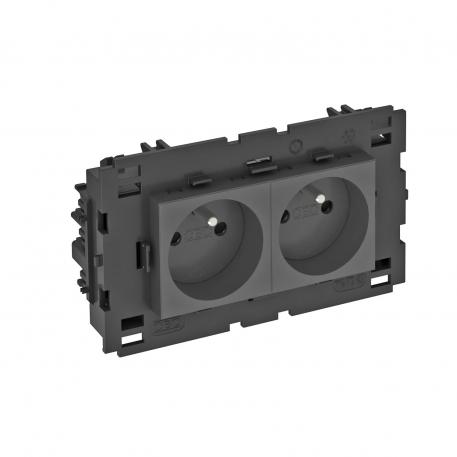 0° socket, Connect 80, with earthing pin, double