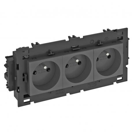 0° socket, Connect 80, with earthing pin, triple