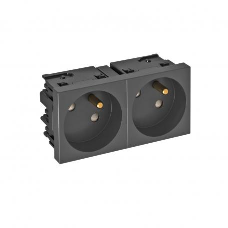 33° socket, Connect 45, with earthing pin, double, black-grey