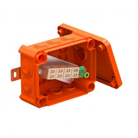 FireBox T100 z vtičnimi tesnili, dvojne sponke 136x102x57 | 10 | IP66 | pastelno oranžna; RAL 2003