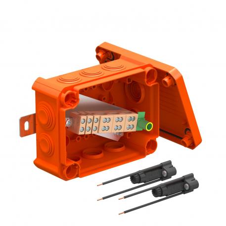 FireBox T100 z vtičnimi tesnili, 2 držalo za varovalke 136x102x57 | 10 | IP66 | pastelno oranžna; RAL 2003