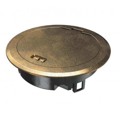 Service outlet with hinged cover and locking slider, GES R2, old brass mokro | Pokrov z zapahi | IP66 | do 3.000 N |  | cinkova tlačna litina